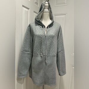 ❤️NWOT Women’s Grey Jersey Hood Zipper Elongated Jacket/Cardigan, XL